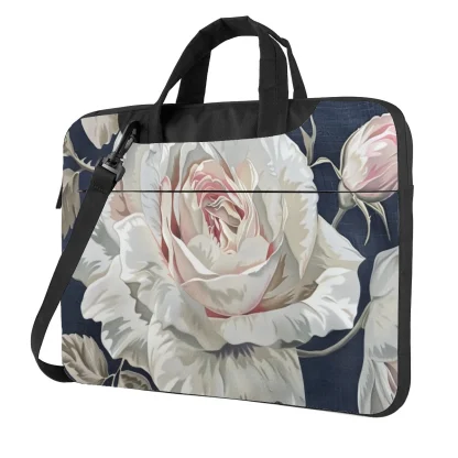 Floral Print Zippered Laptop Bag
