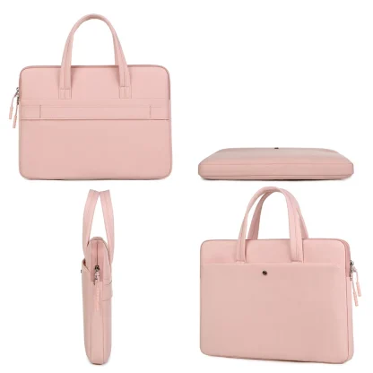 Sleek Zippered Briefcase Laptop Bag - Image 2